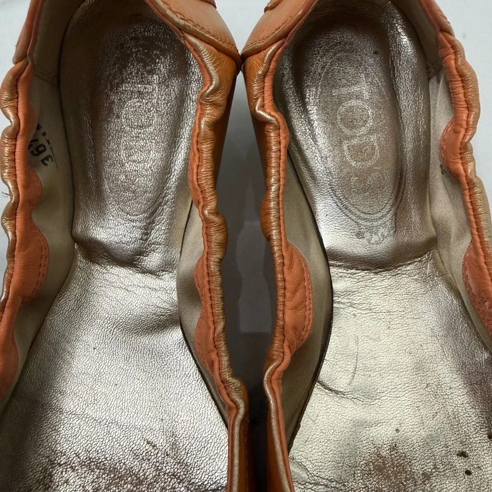 Tod's Women's Metallic Ombre Peach Dee Fibbietta Ballerina Ballet Shoes Size 6.5